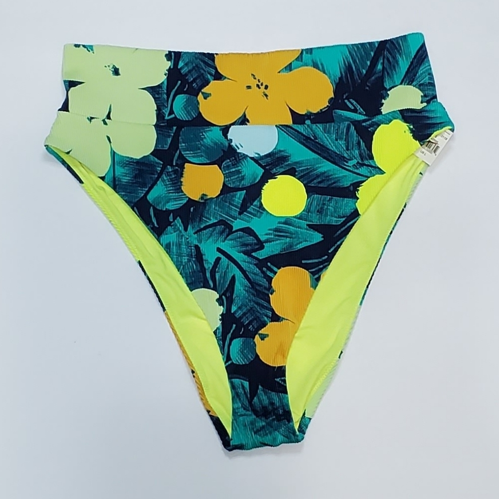 Aerie Green Floral High Waisted & Hi Leg Bottoms